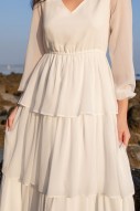 Renia Tiered Maxi Dress in White