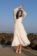Renia Tiered Maxi Dress in White