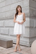 Cohall Textured V-Neck Dress in White