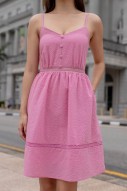 Cohall Textured V-Neck Dress in Pink