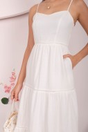 Syndra Tiered Maxi Dress in White