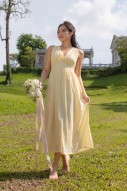 Kaycee V-Neck Ruched Maxi in Yellow