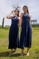 Santhia Keyhole Halter Maxi Dress in Navy