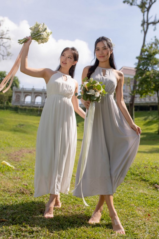 Santhia Keyhole Halter Maxi Dress in White