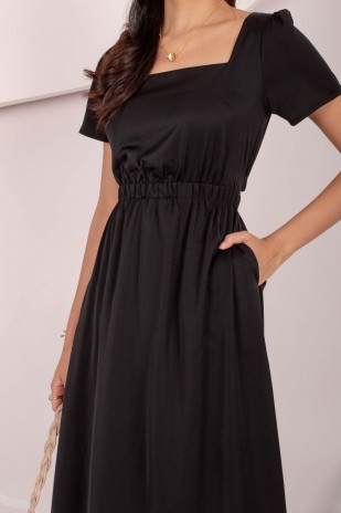 Layson Square-Neck Cut-Out Maxi Dress in Black
