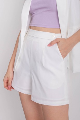 Kemper Side Button Shorts in White