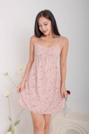 Fayha Floral Ruched Dress in Pink