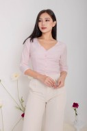 Judine V-Neck Button Top in Rose-Water