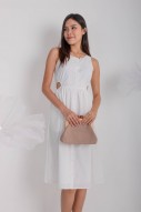 Annsel Cut-Out Button Maxi Dress in White