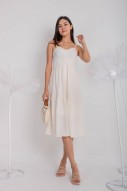 Noralyn Ruched Tiered Dress in Ivory