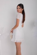 Randy Ruffle Hem Lace Dress in White