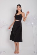 Clovie Crossover Cut-Out Dress in Black