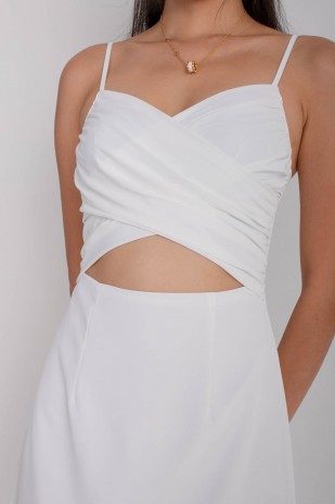 Clovie Crossover Cut-Out Dress in White