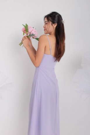 Clovie Crossover Cut-Out Dress in Lilac