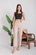 Cyrea Sparkle Straight Pants in Sand