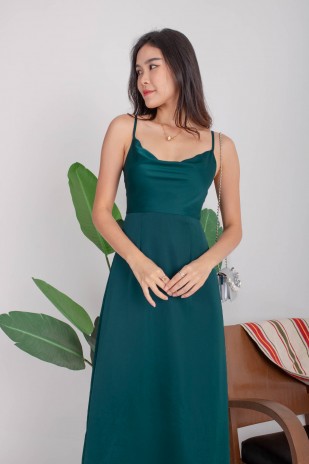 Ambrose Cowl-Neck Maxi Dress in Teal