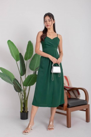 Lynniel Overlay Wrap Dress in Emerald