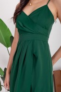 Lynniel Overlay Wrap Dress in Emerald