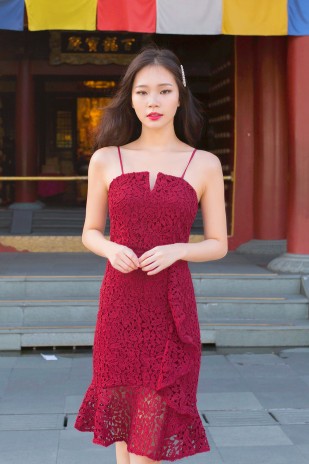 Trinity Lace Dress in Wine Red (MY)
