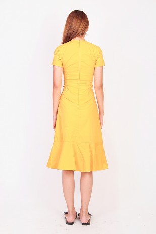 Philisa Ruffle Wrap Dress in Mustard Yellow (MY)