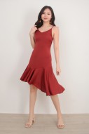 Aaralyn Flutter Dress in Wine Red (MY)
