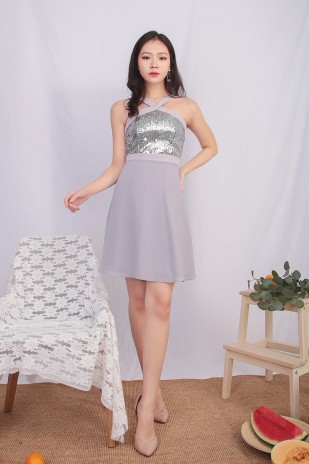 Alexis Sequin Dress in Grey (MY)