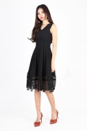 Velrae Crochet Midi Dress in Black (MY)
