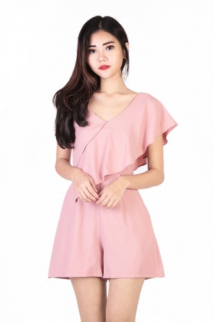 Lohan One Sided Ruffle Romper in Pink (MY)