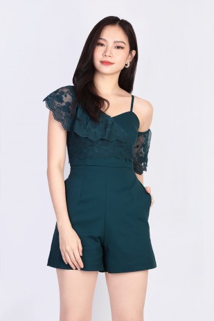 Tiara Lace Romper in Forest Green (MY)
