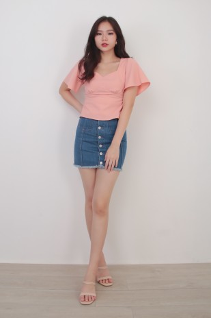 Florence Flutter Top in Peach Pink (MY)