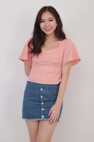 Florence Flutter Top in Peach Pink (MY)