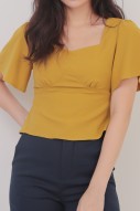 Florence Flutter Top in Mustard (MY)