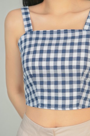 Tamesis Checkered Top in Navy (MY)