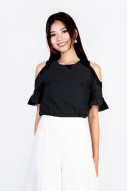 Shaine Eyelet Cutout Top in Black (MY)