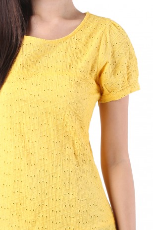 Donna Eyelet Top in Yellow (MY)