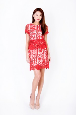Melyn Crochet Dress in Red (MY)