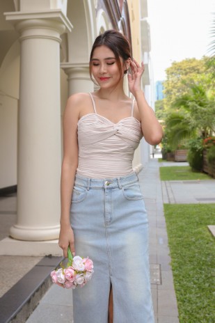 Maryn Pleated Bustier Top in Champagne (MY)