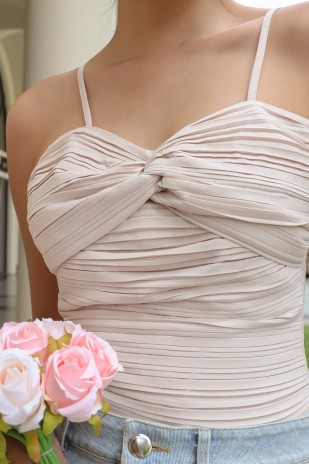 Maryn Pleated Bustier Top in Champagne (MY)