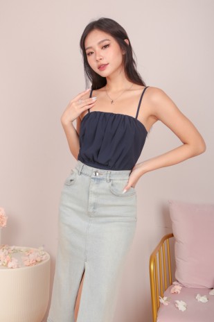 Kenna Pleated Cami Top in Navy (MY)