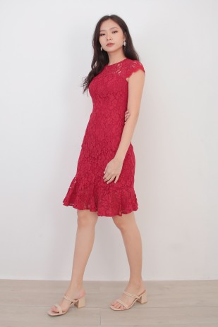 Damaris Lace Dress in Red (MY)
