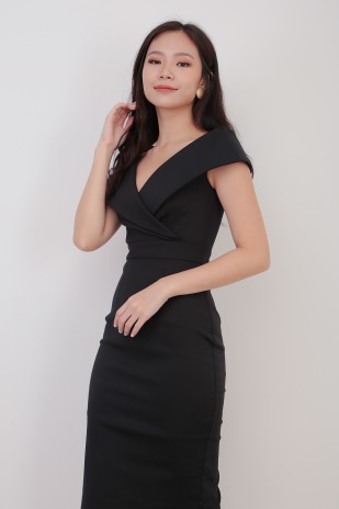 Romaine Midi Dress in Black (MY)