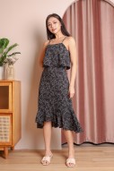 Lucca Floral Overlay Midi in Black (MY)