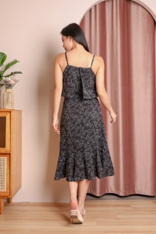 Lucca Floral Overlay Midi in Black (MY)