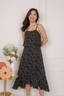 Lucca Floral Overlay Midi in Black (MY)