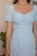 Meagan Textured V-Neck Dress in Blue