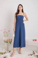 Sonnie Smocked Jumpsuit in Blue