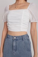 Liope Ruched Sleeved Top in White