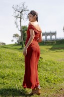 RESTOCK4: Viore Off-Shoulder Overlap Dress in Auburn
