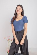 Minnie Padded Sweetheart Top in Blue