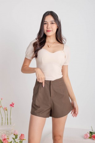 Minnie Padded Sweetheart Top in Cream